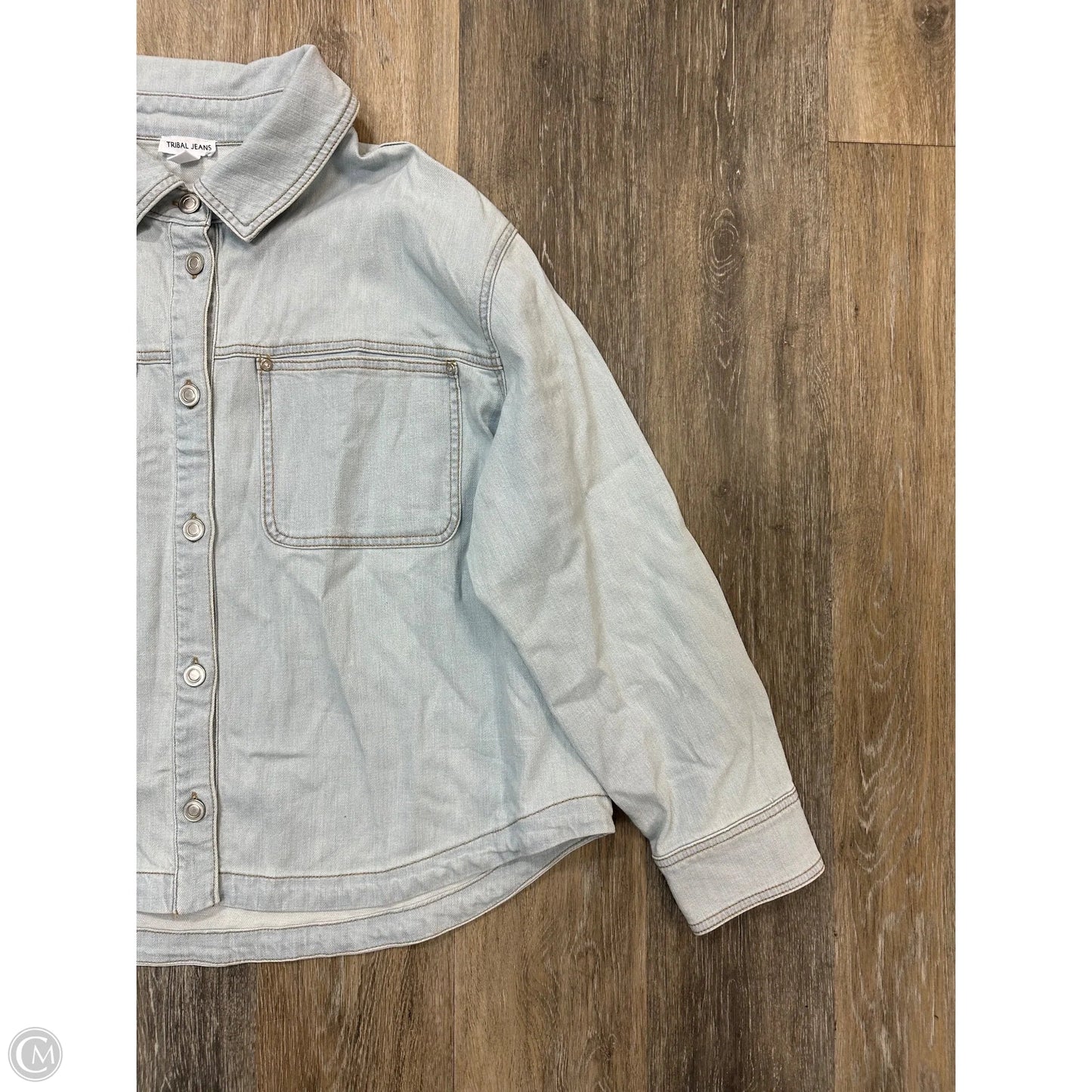 Jacket Shirt By Tribal In Blue Denim, Size: 1x
