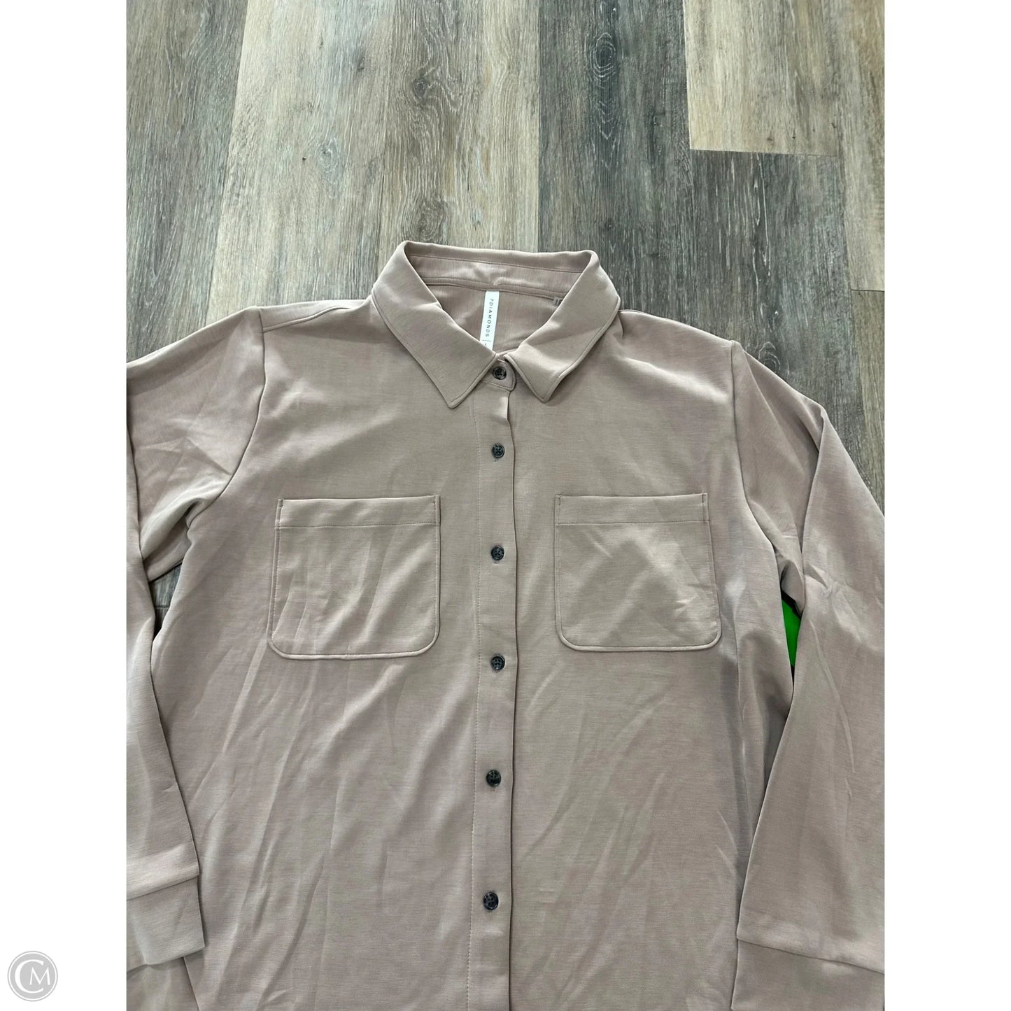 Blouse Long Sleeve By 7 Diamonds In Taupe, Size: L