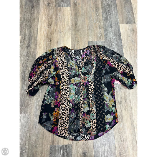 Top Short Sleeve Designer By Johnny Was In Multi-colored, Size: L