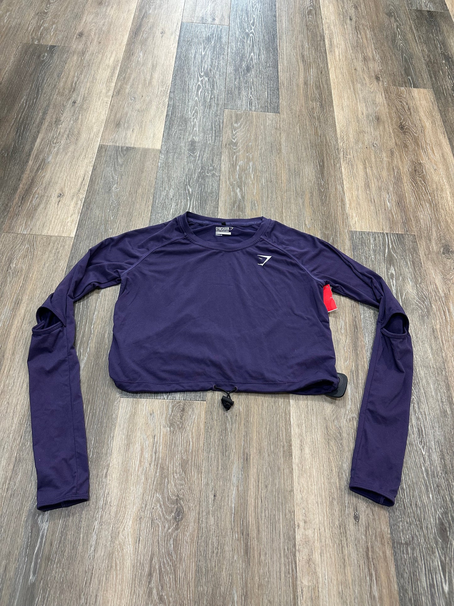 Purple Athletic Top Long Sleeve Collar Gym Shark, Size S