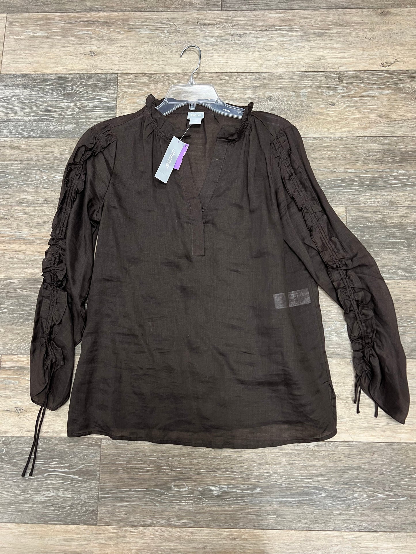 Chocolate Blouse Long Sleeve Chicos, Size S