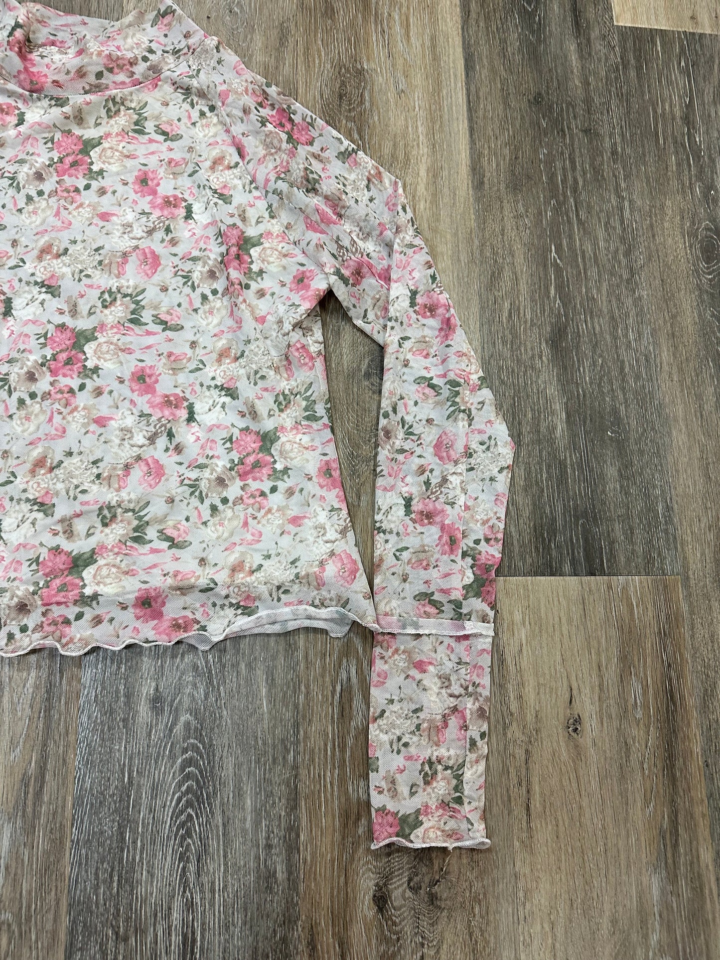 Top Long Sleeve By Promesa In Floral Print, Size: L