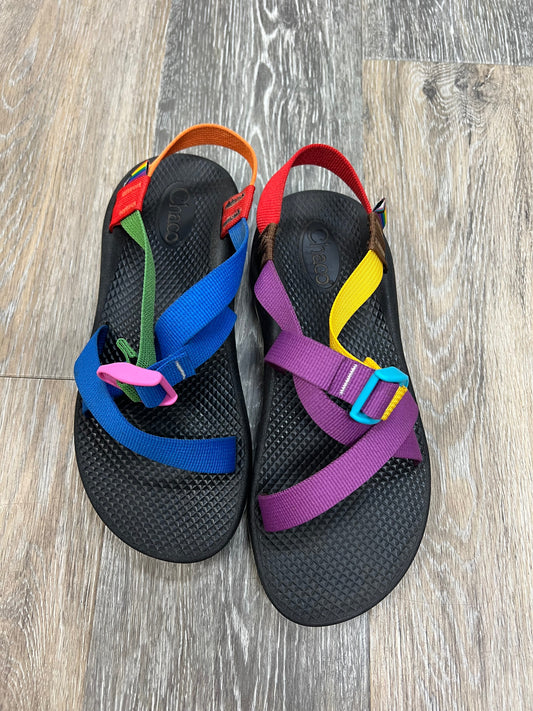 Rainbow Print Sandals Flats Chacos, Size 6