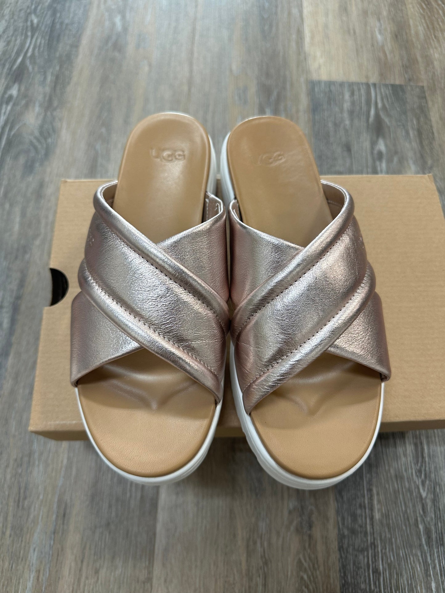 Rose Gold Sandals Flats Ugg, Size 8