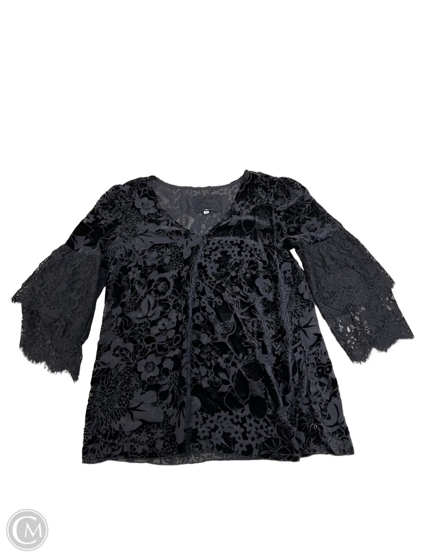 Blouse Designer By Johnny Was In Black, Size: M