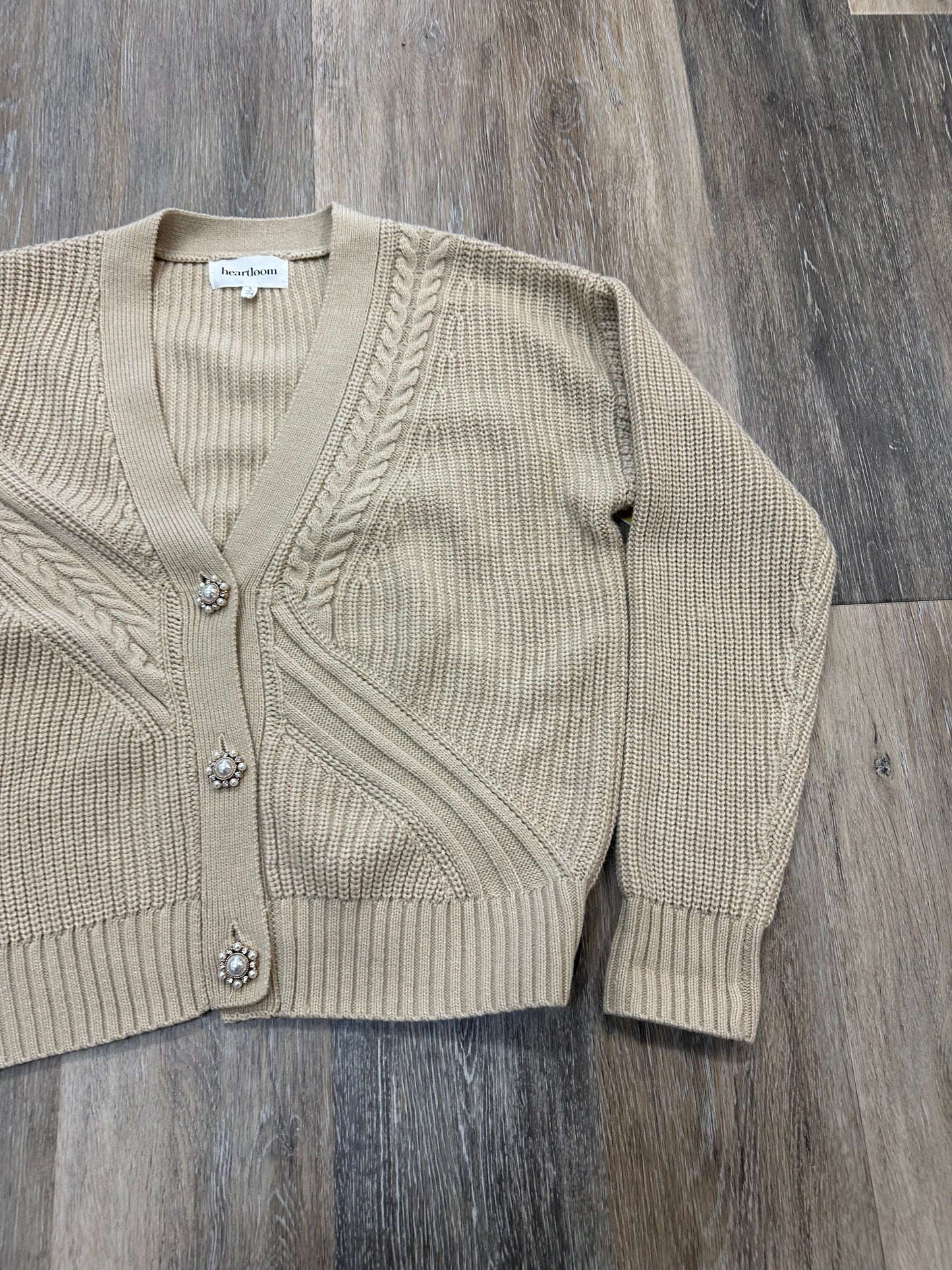 Sweater Cardigan By Heartloom In Tan, Size: S