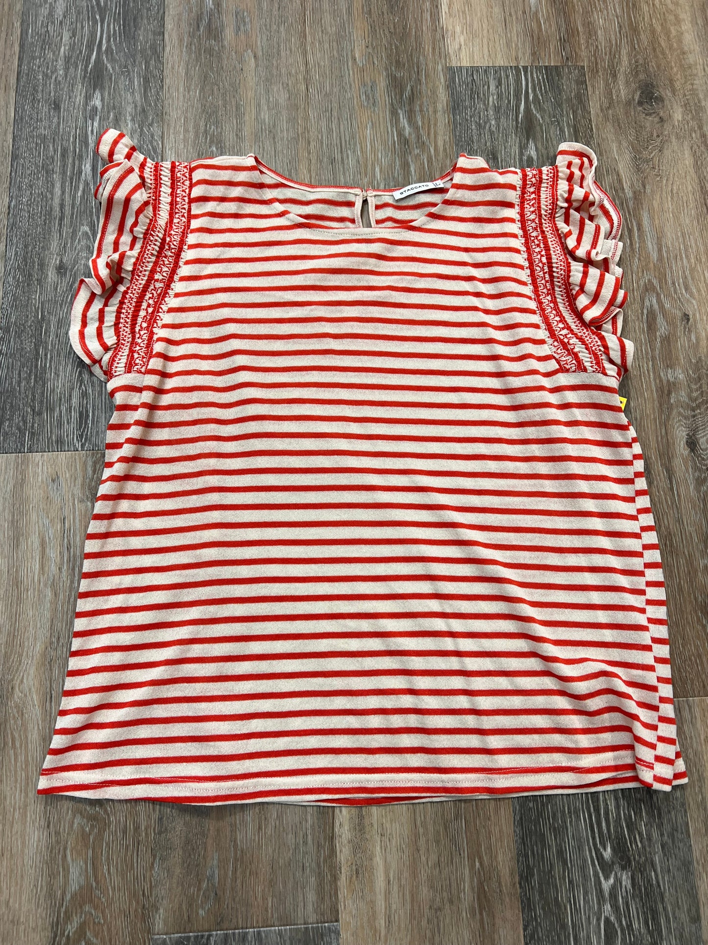 Top Short Sleeve By Staccato In Striped Pattern, Size: L