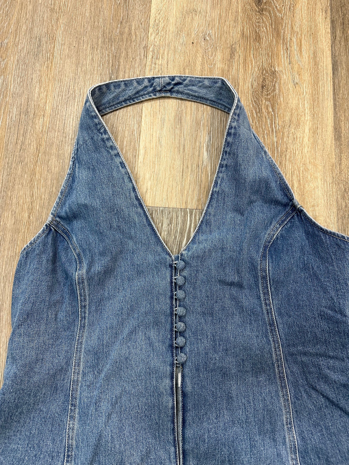 Top Sleeveless By Meshki In Blue Denim, Size: 3x