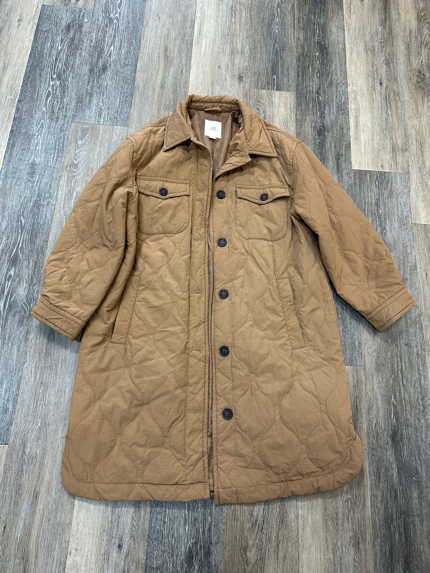 Jacket Puffer & Quilted By Thread And Supply In Tan, Size: M