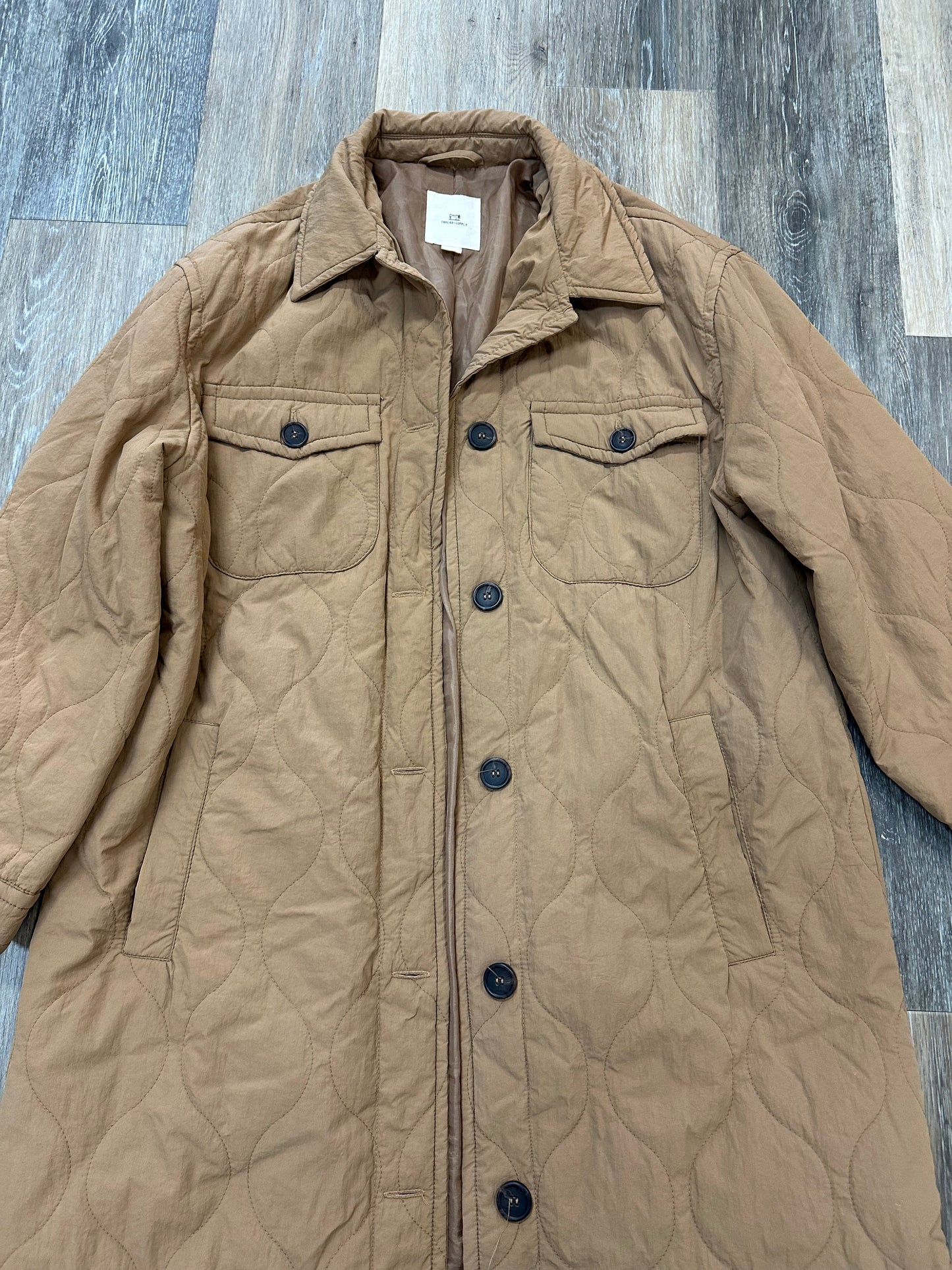 Jacket Puffer & Quilted By Thread And Supply In Tan, Size: M