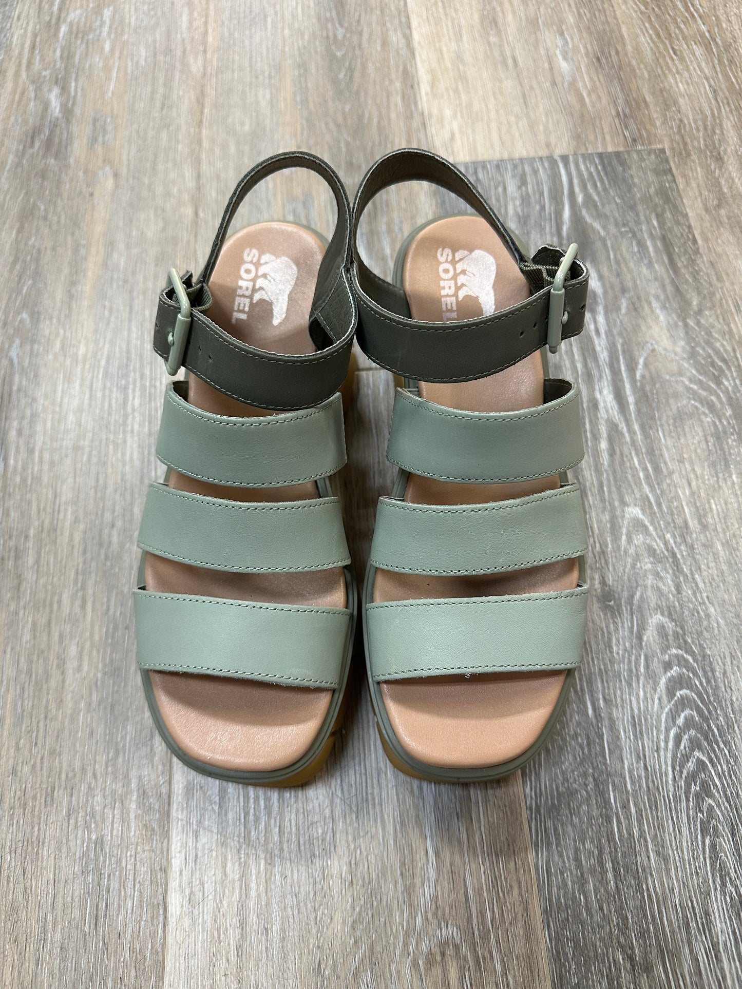 Sandals Heels Wedge By Sorel In Green, Size: 7.5