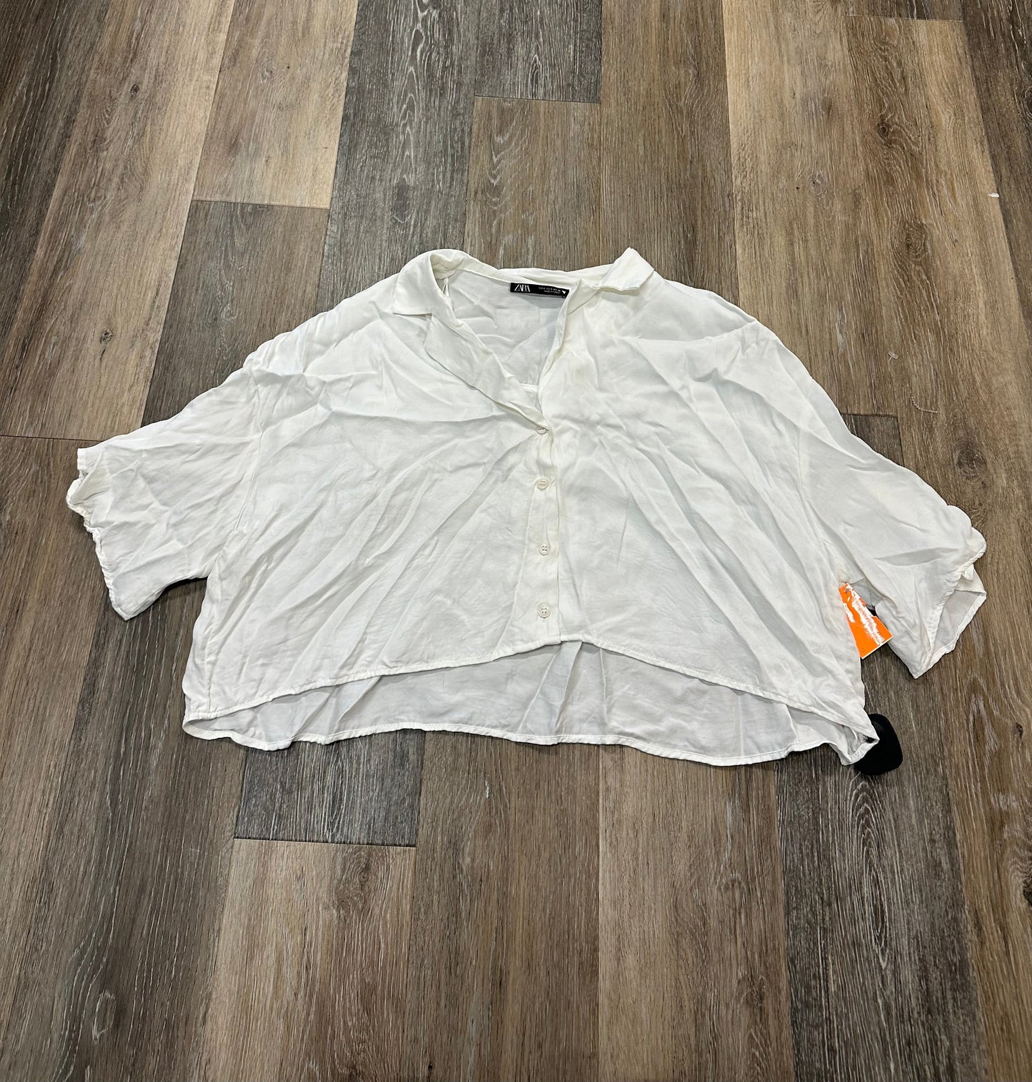 Blouse Short Sleeve By Zara In White, Size: S