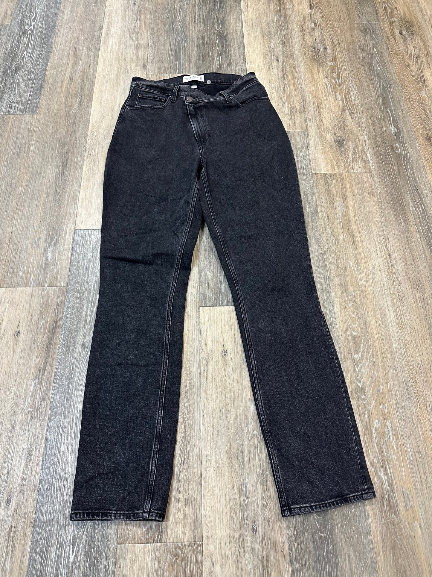 Jeans Straight By Abercrombie And Fitch In Black Denim, Size: 10l