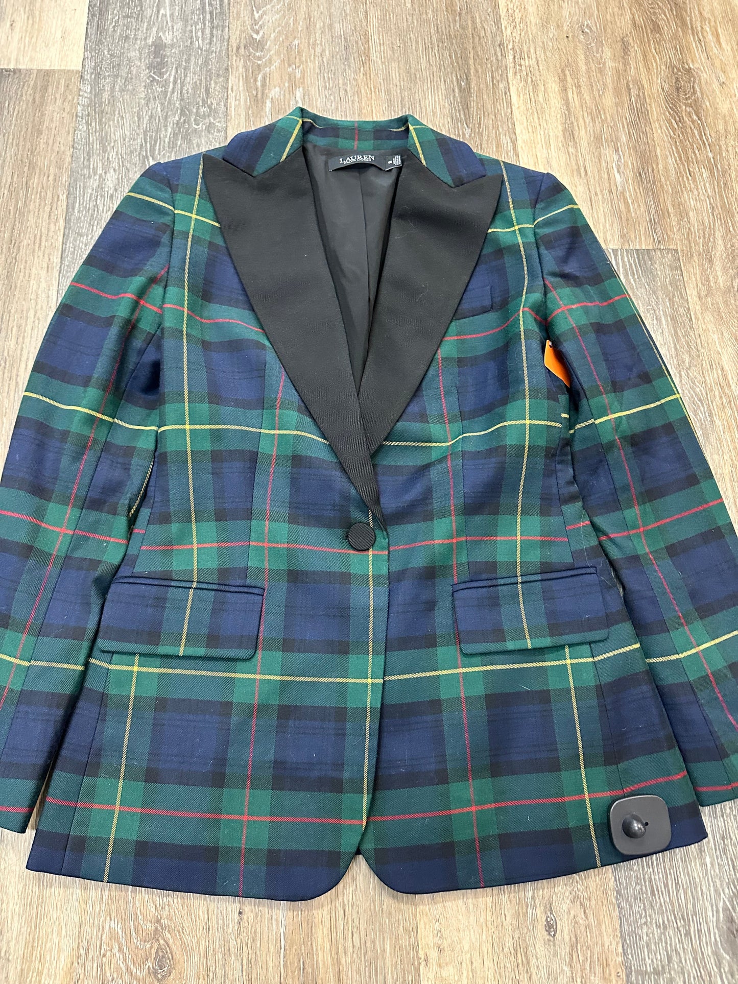 Blazer By Lauren By Ralph Lauren In Plaid Pattern, Size: 0