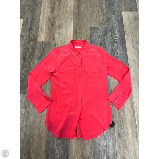 Blouse Long Sleeve By Equipment In Coral, Size: M