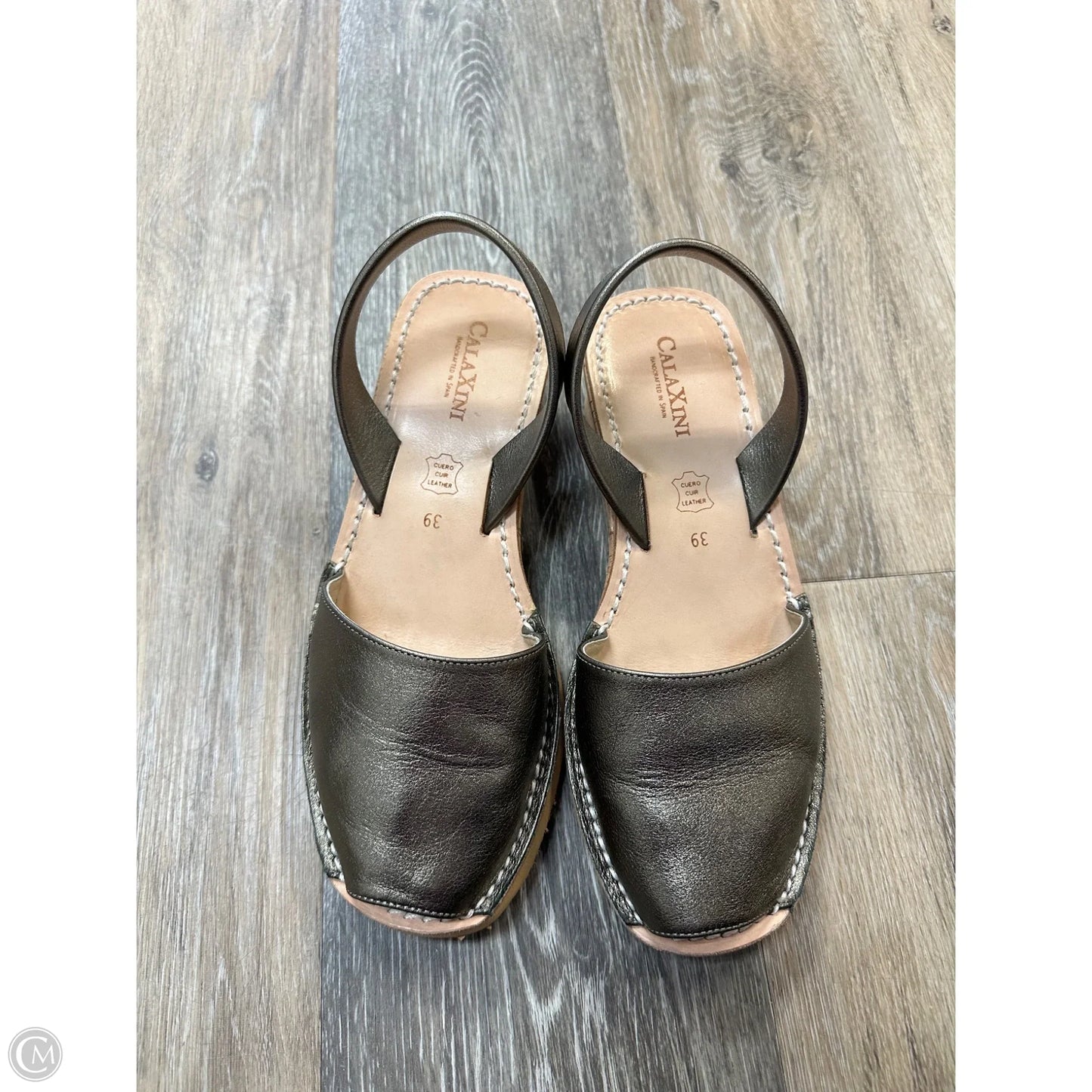 Sandals Heels Wedge By Calxini In Silver, Size: 8