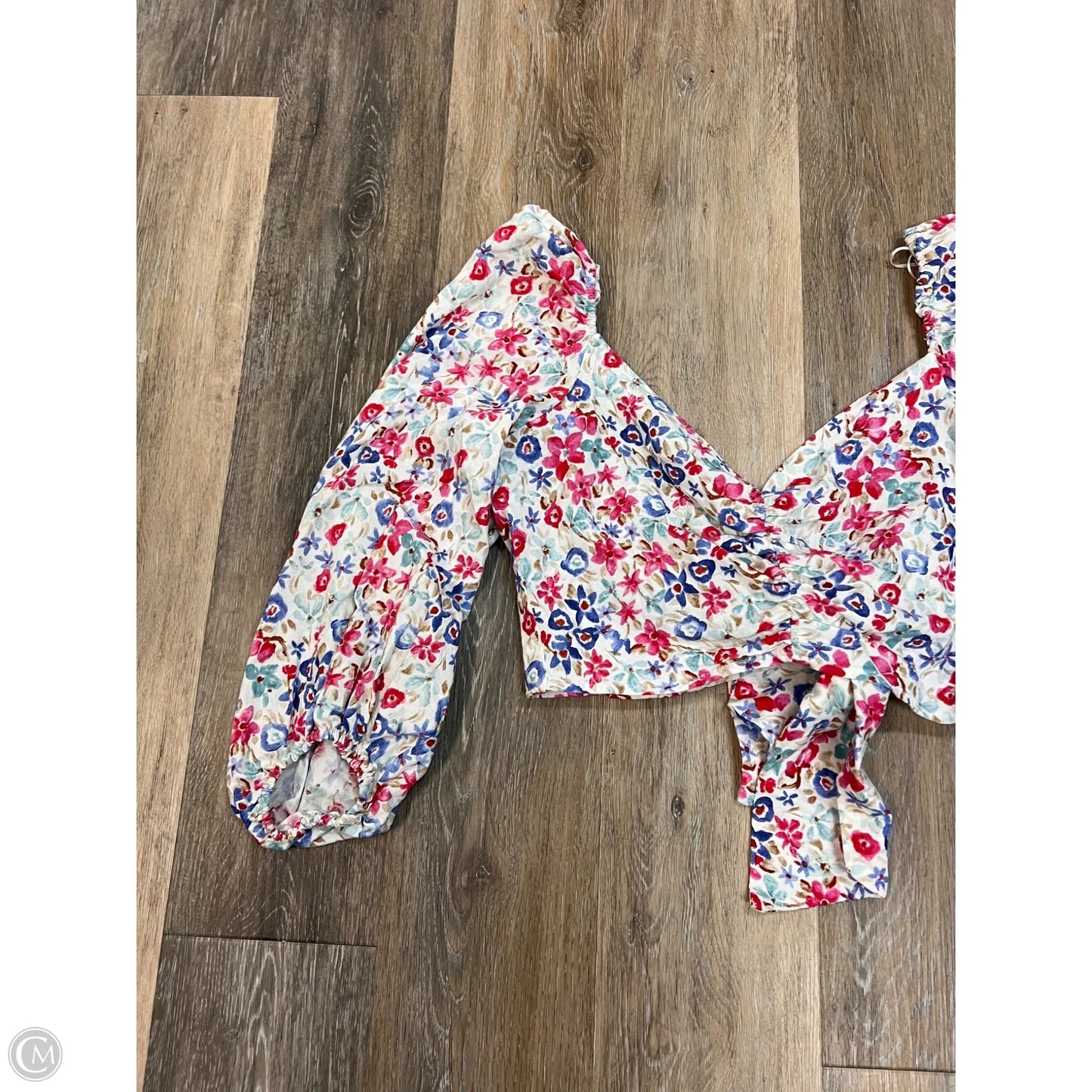 Blouse Long Sleeve By Zara In Floral, Size: M