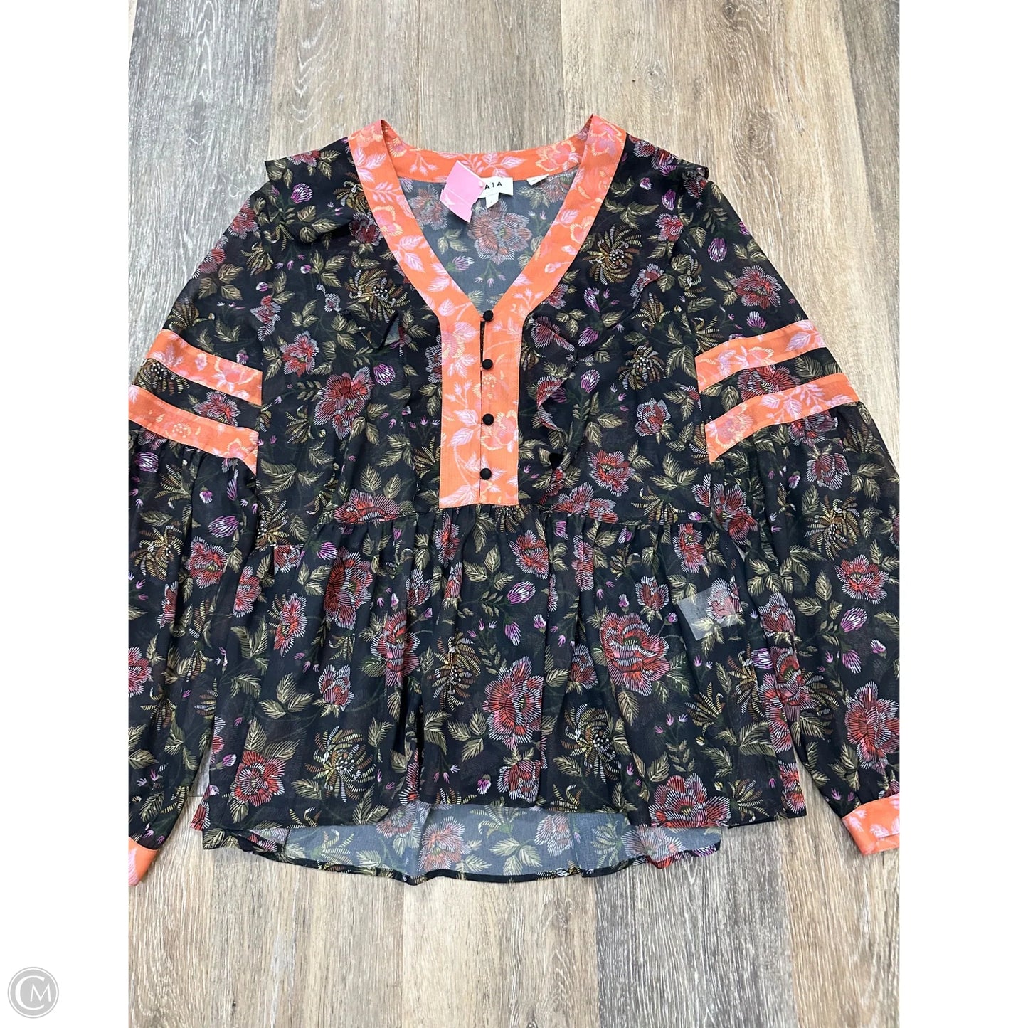 Blouse Long Sleeve By Laia In Floral Print, Size: L