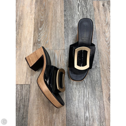 Sandals Heels Block By All Black In Black, Size: 8.5 (39)
