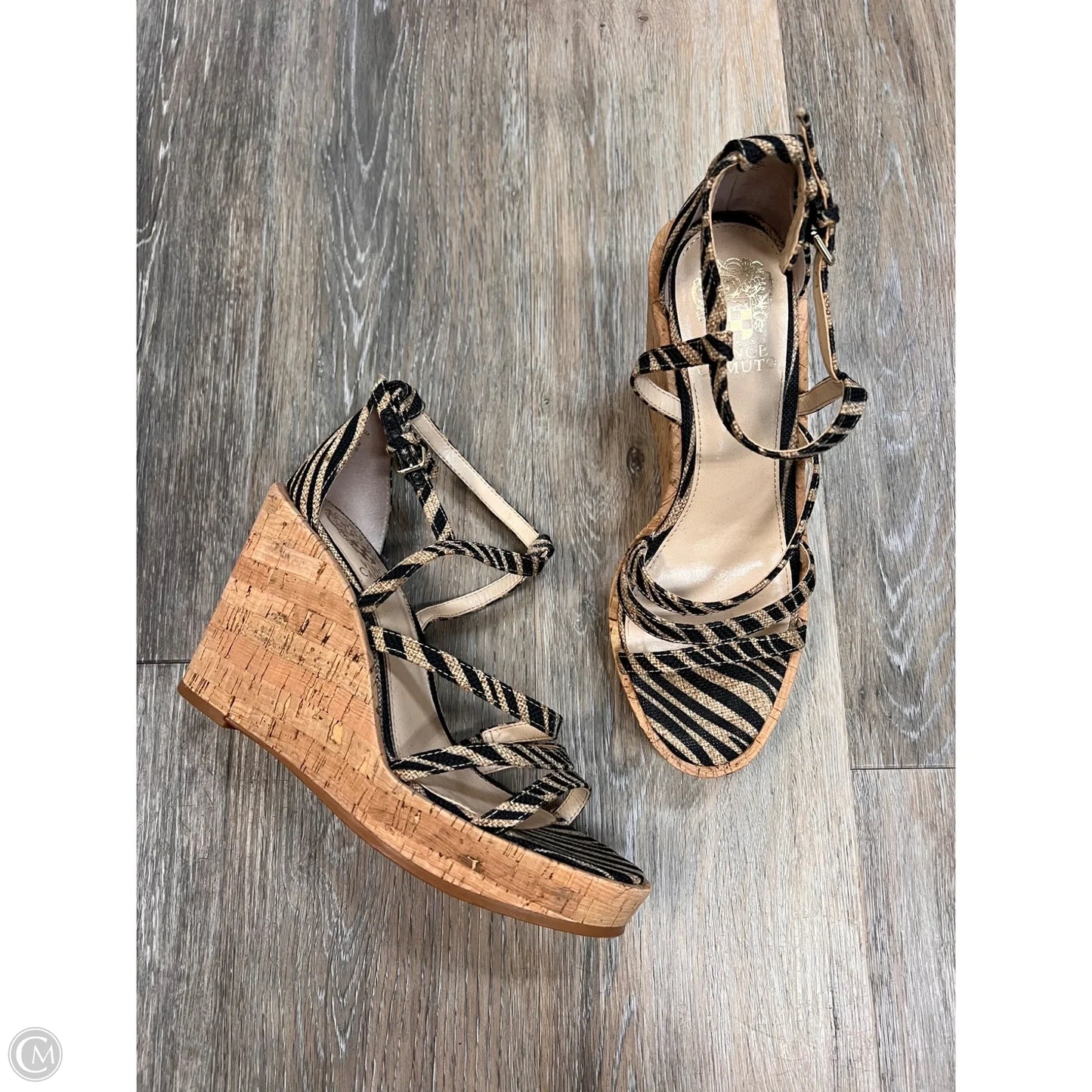 Sandals Heels Wedge By Vince Camuto In Zebra Print, Size: 8.5