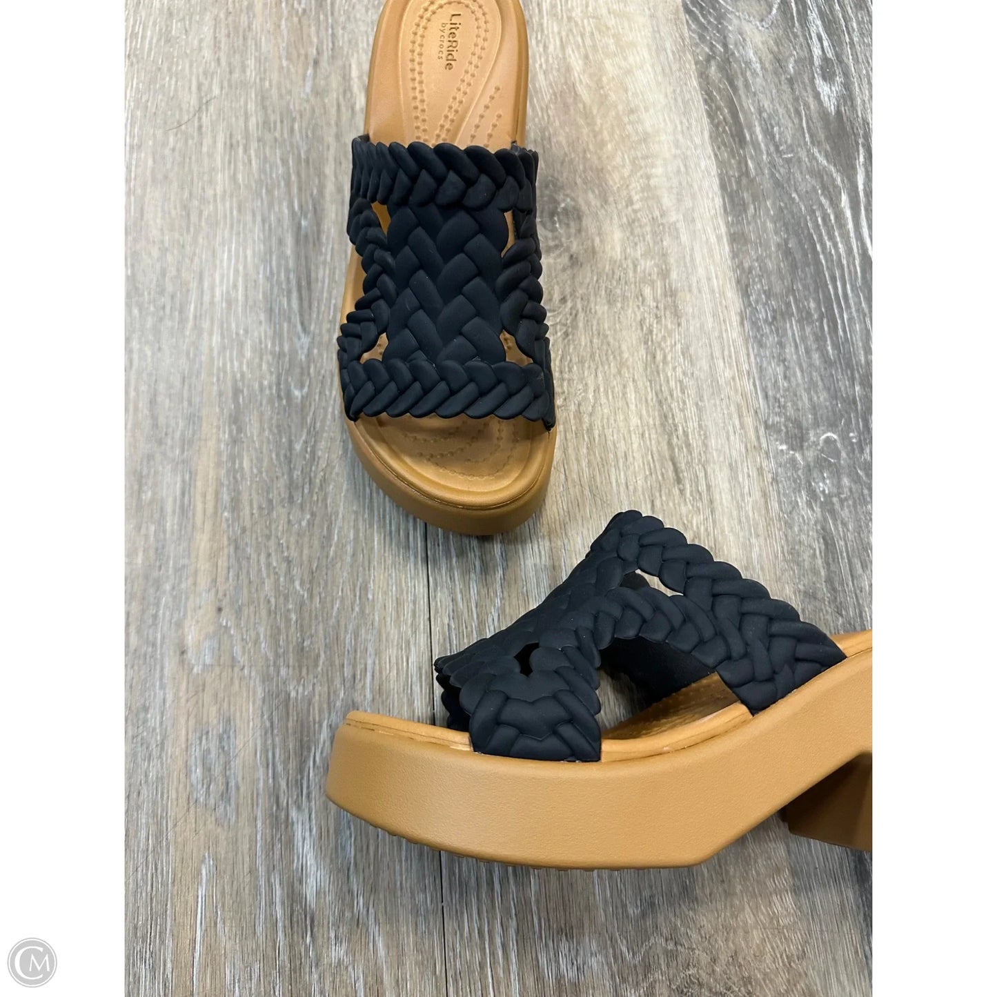 Sandals Heels Block By Crocs In Black, Size: 6