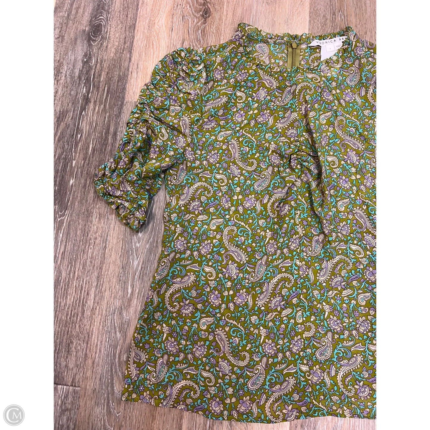 Blouse Short Sleeve By Veronica Beard In Green, Size: 4
