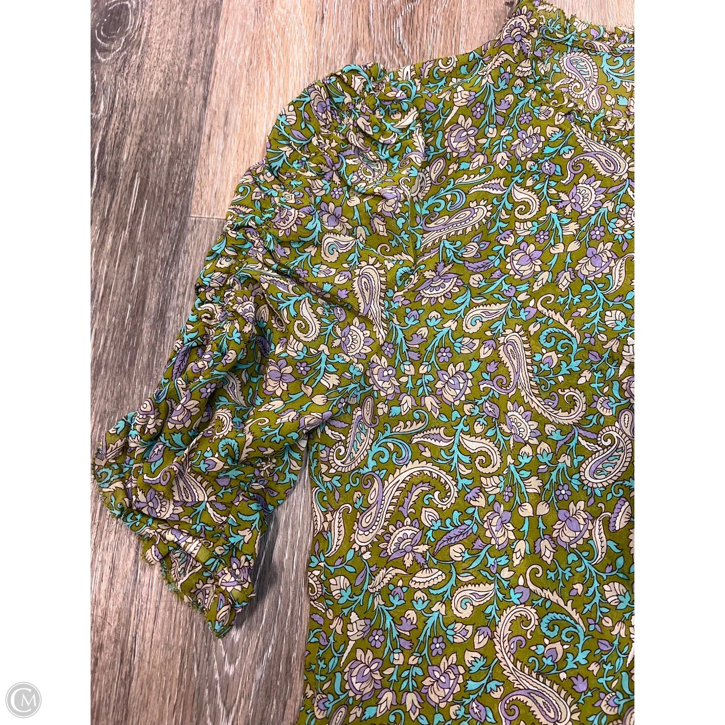 Blouse Short Sleeve By Veronica Beard In Green, Size: 4