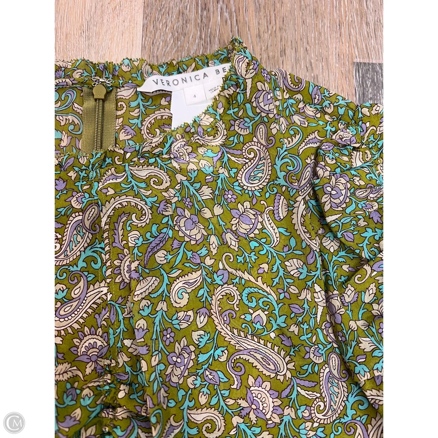 Blouse Short Sleeve By Veronica Beard In Green, Size: 4