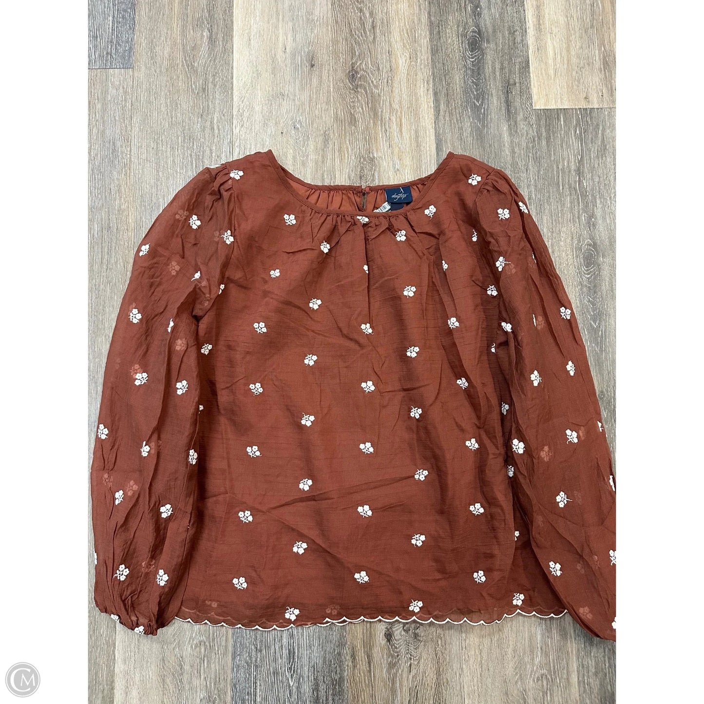 Blouse Long Sleeve By Daytrip In Brown, Size: Xl