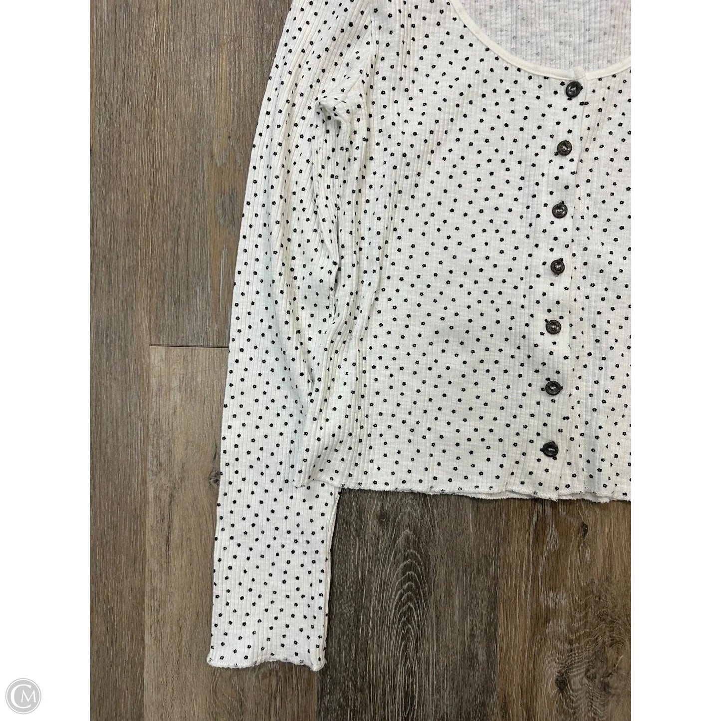Top Long Sleeve By Pol In Black & White, Size: L