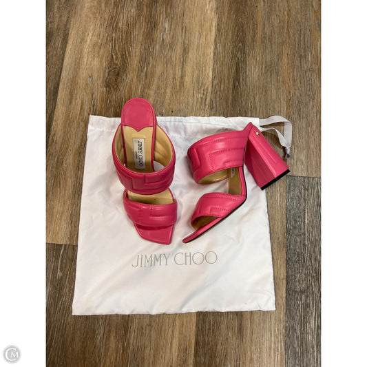 Sandals Luxury Designer By Jimmy Choo In Pink, Size: 9.5