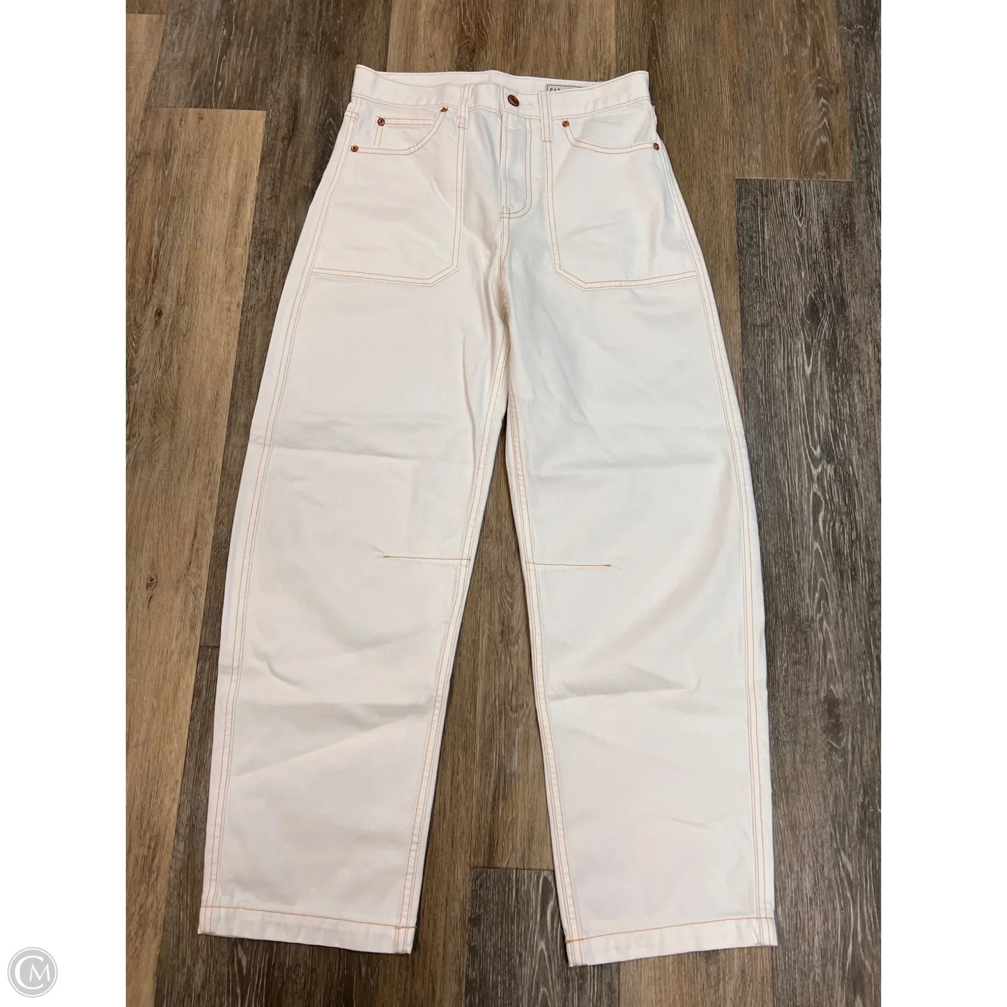 Jeans Wide Leg By Gap In White Denim, Size: 4