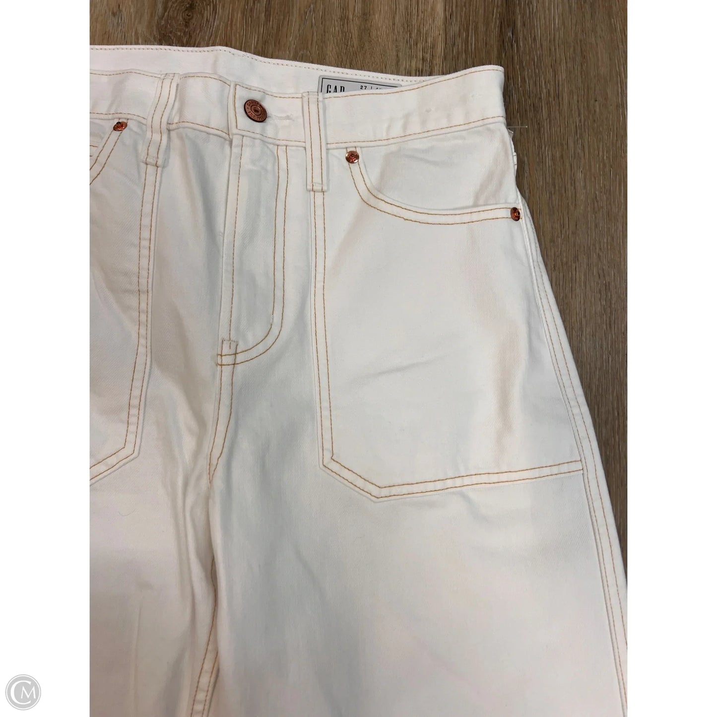 Jeans Wide Leg By Gap In White Denim, Size: 4
