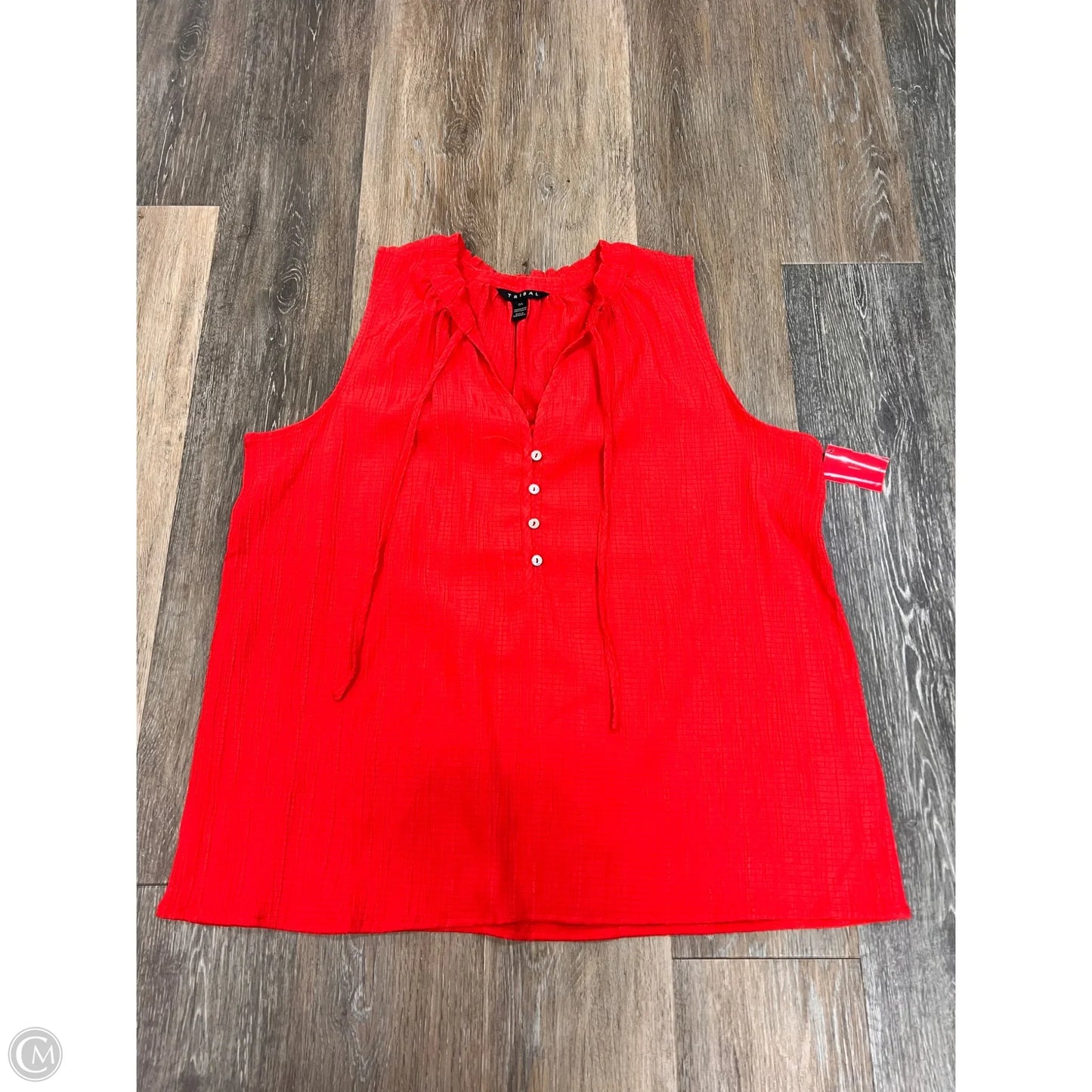 Top Sleeveless By Tribal In Red, Size: L