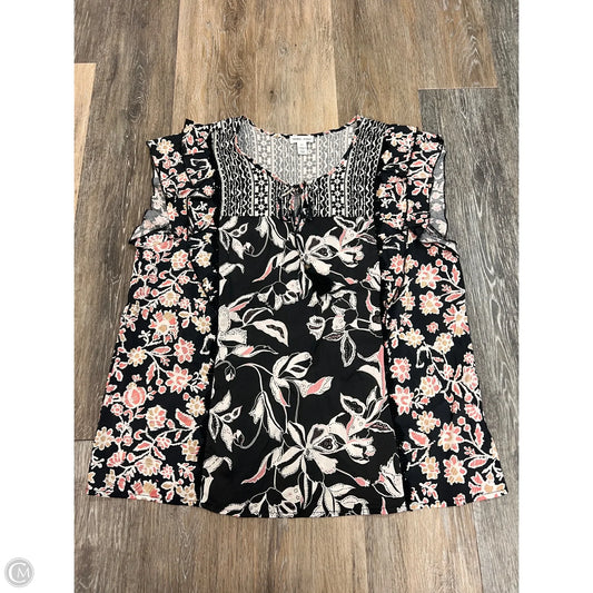 Blouse Short Sleeve By Tribal In Black, Size: L