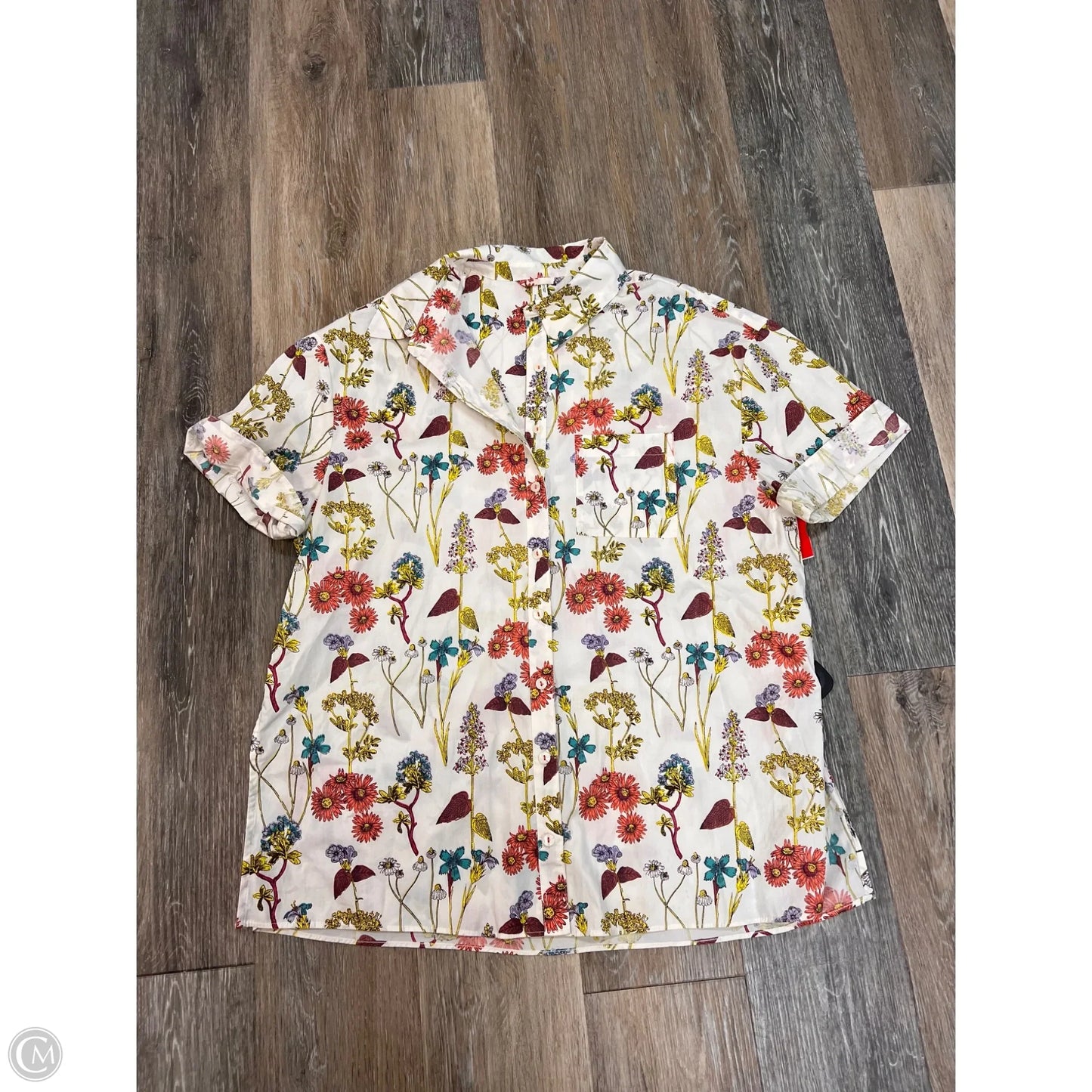 Blouse Short Sleeve By Anthropologie In Floral Print, Size: Xs