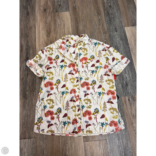 Blouse Short Sleeve By Anthropologie In Floral Print, Size: Xs