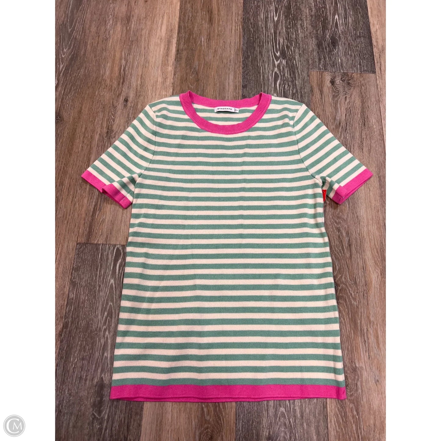 Sweater Short Sleeve By Staccato In Striped Pattern, Size: L