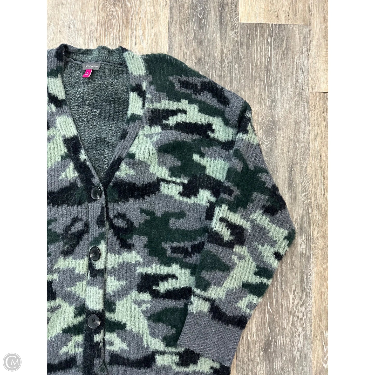 Sweater Cardigan By Vince Camuto In Camouflage Print, Size: Xl