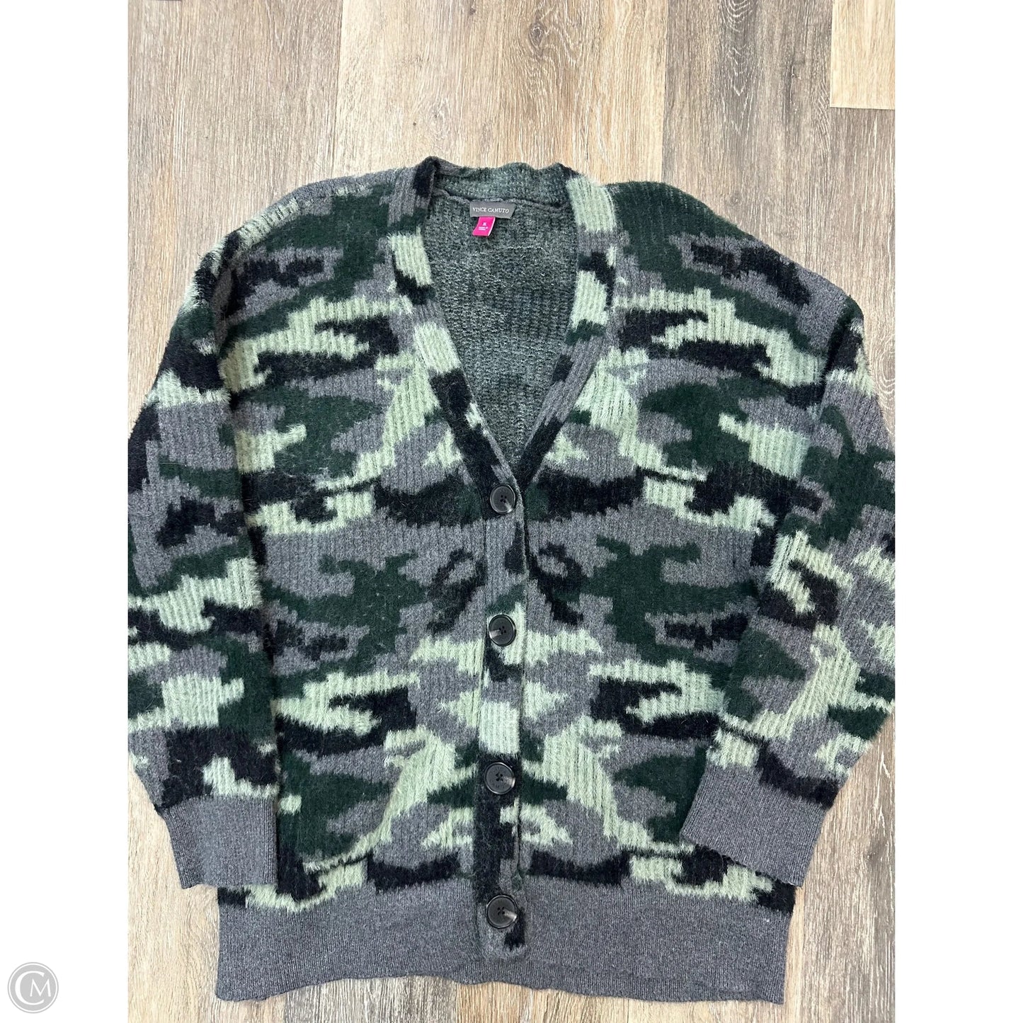 Sweater Cardigan By Vince Camuto In Camouflage Print, Size: Xl