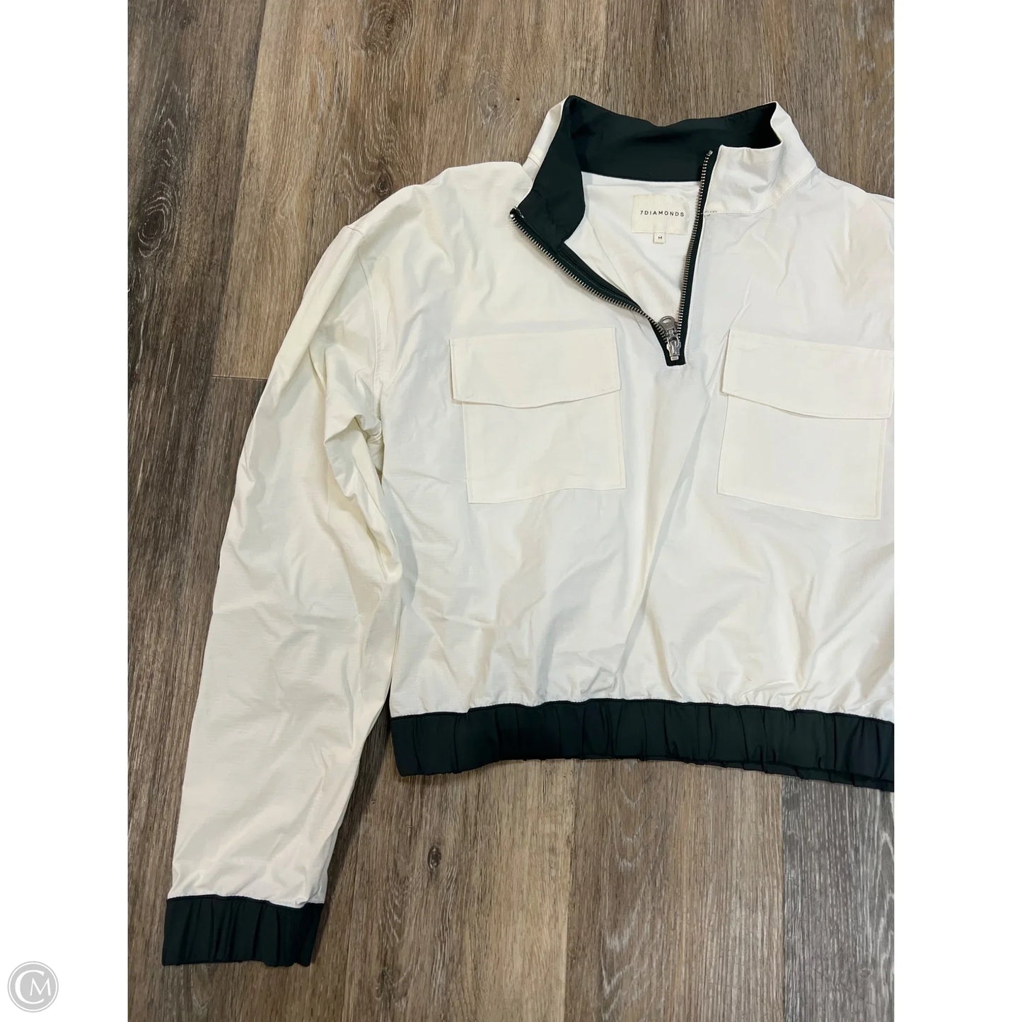 Athletic Jacket By 7 Diamonds In Grey & White, Size: M