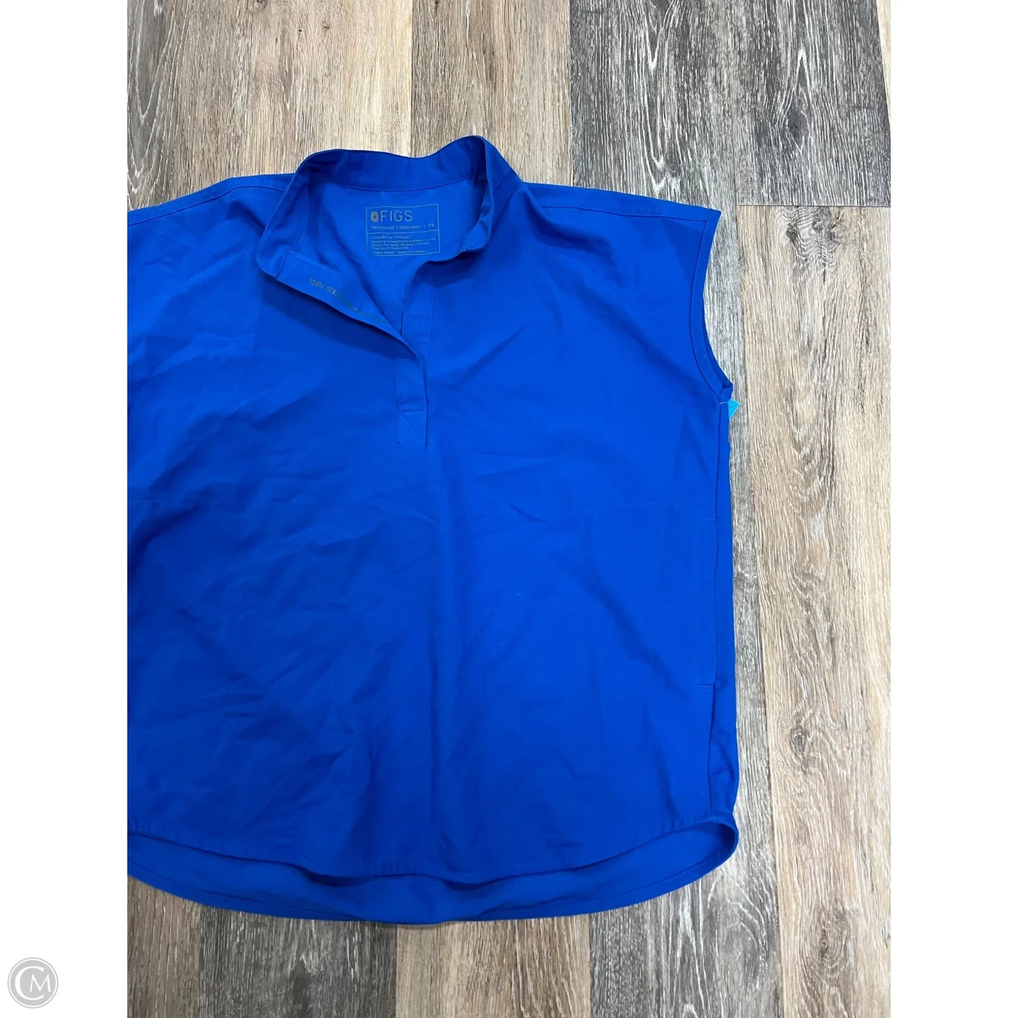 Scrub Top Short Sleeve By Figs In Blue, Size: Xs