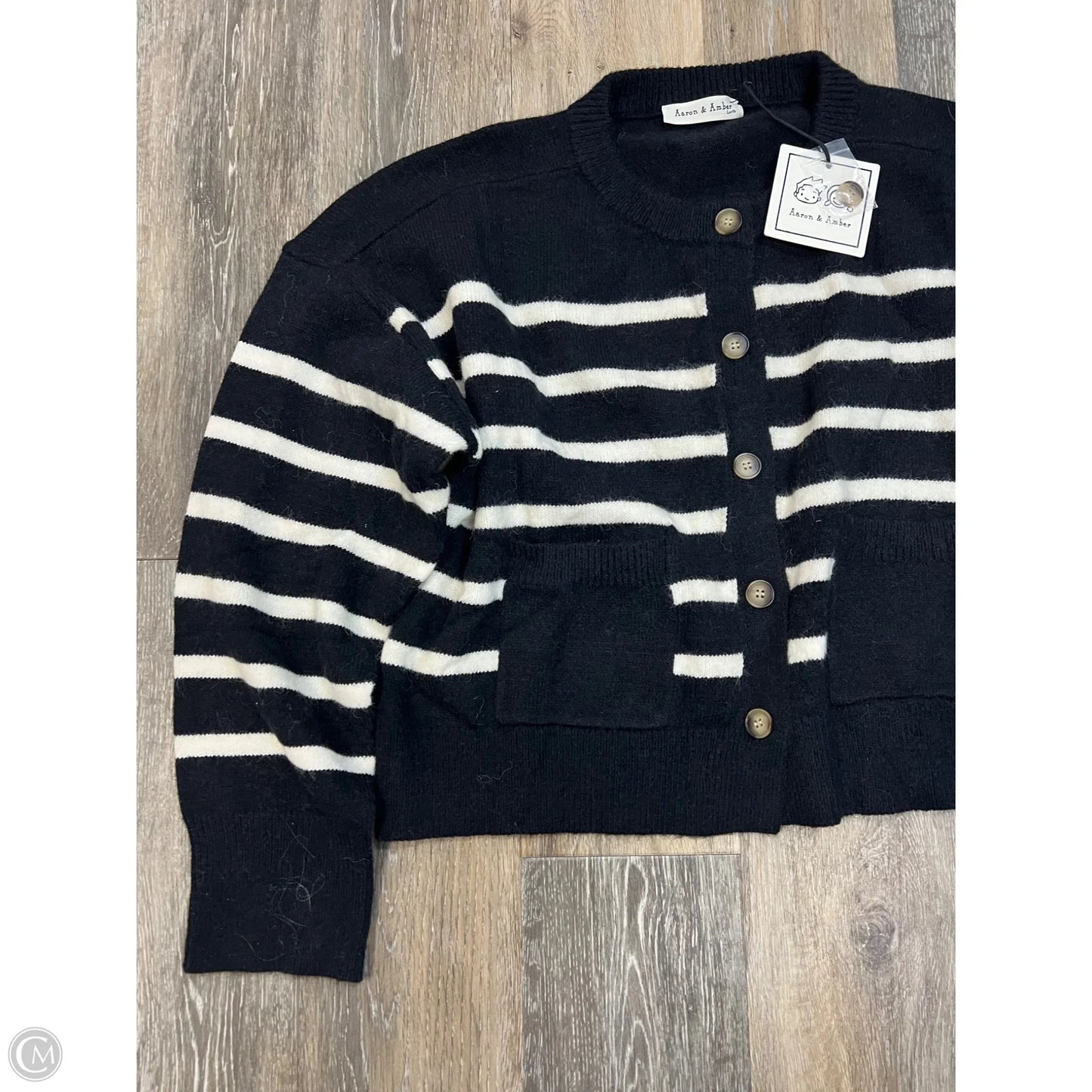 Sweater Cardigan By Aaron and Amber In Striped Pattern, Size: L