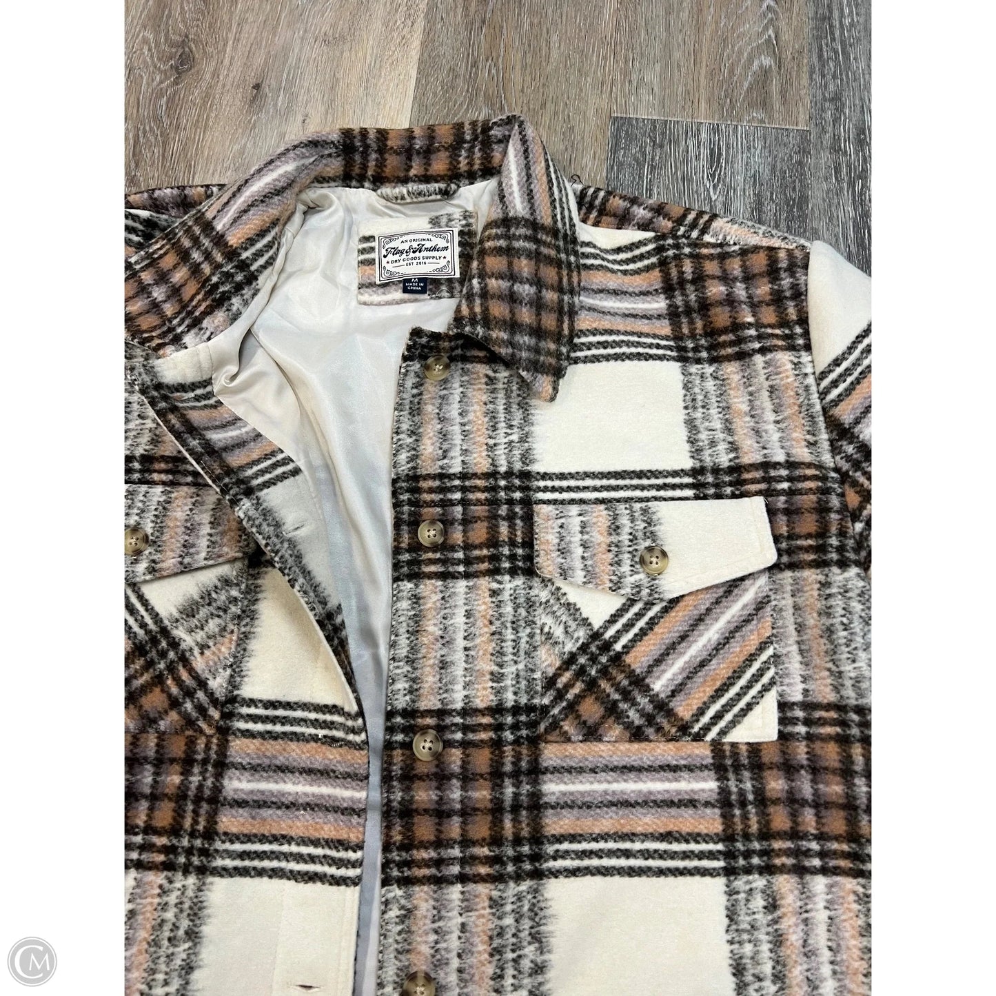 -Jacket Shirt By Flag of Anthem In Plaid Pattern, Size: M