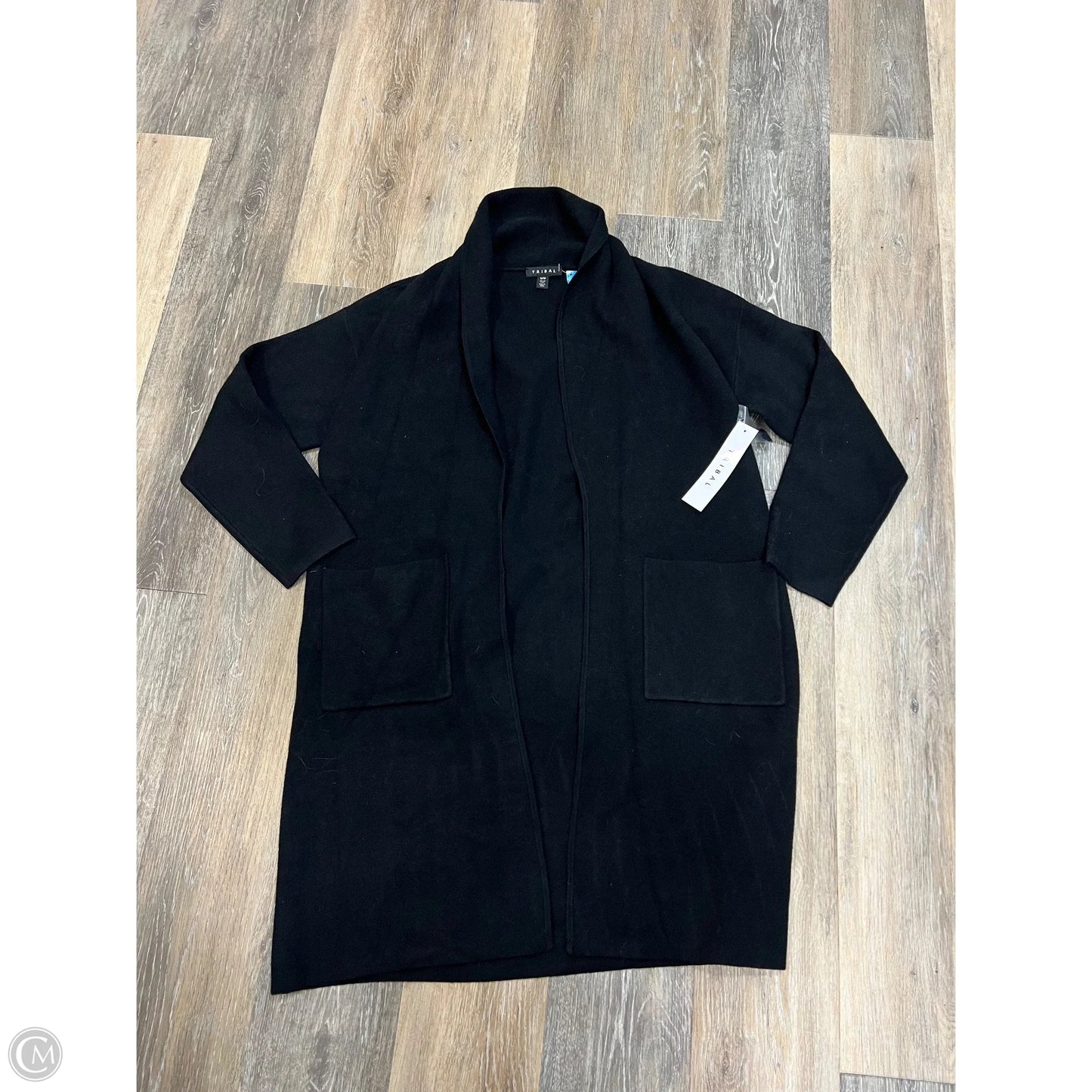 Sweater Cardigan By Tribal In Black, Size: M