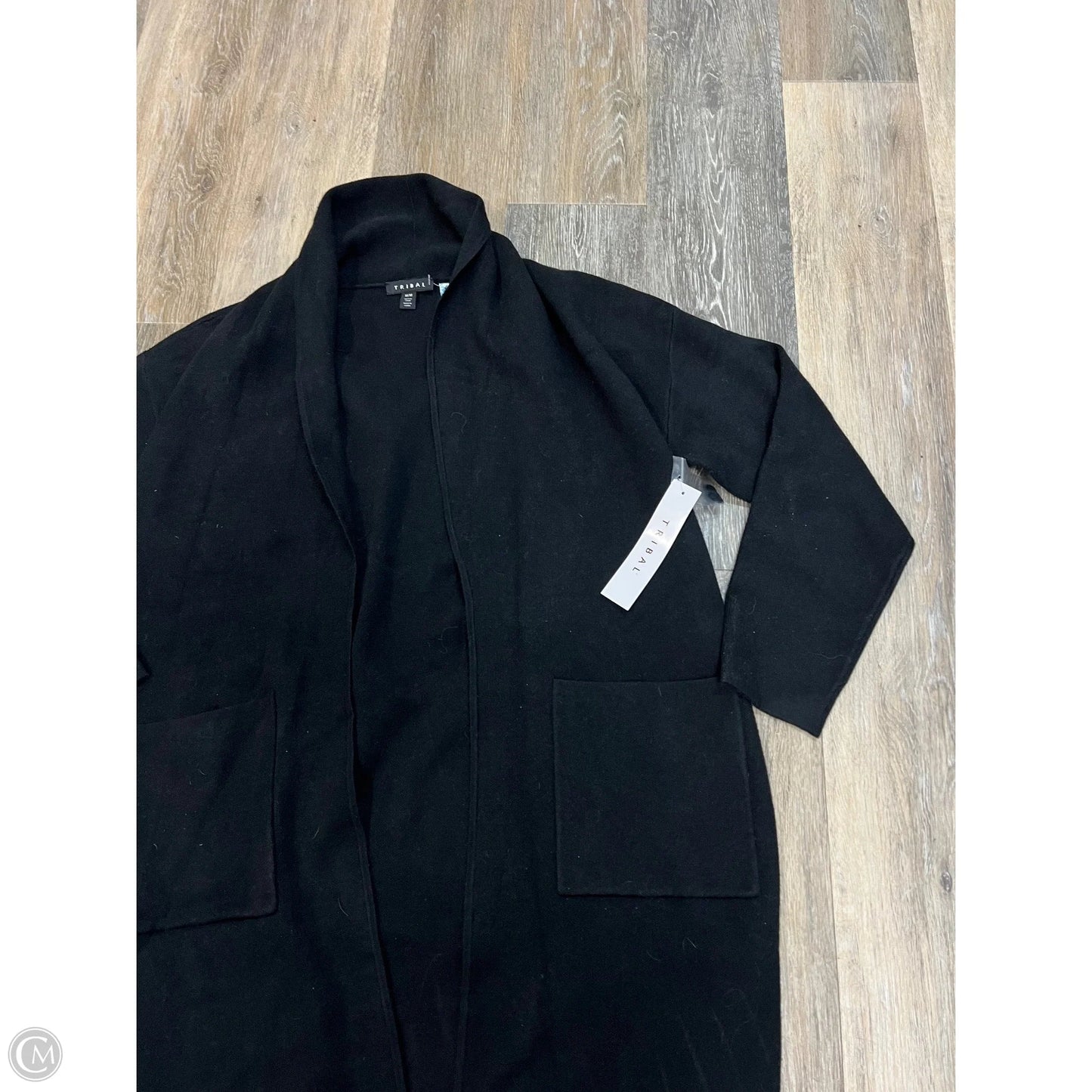 Sweater Cardigan By Tribal In Black, Size: M