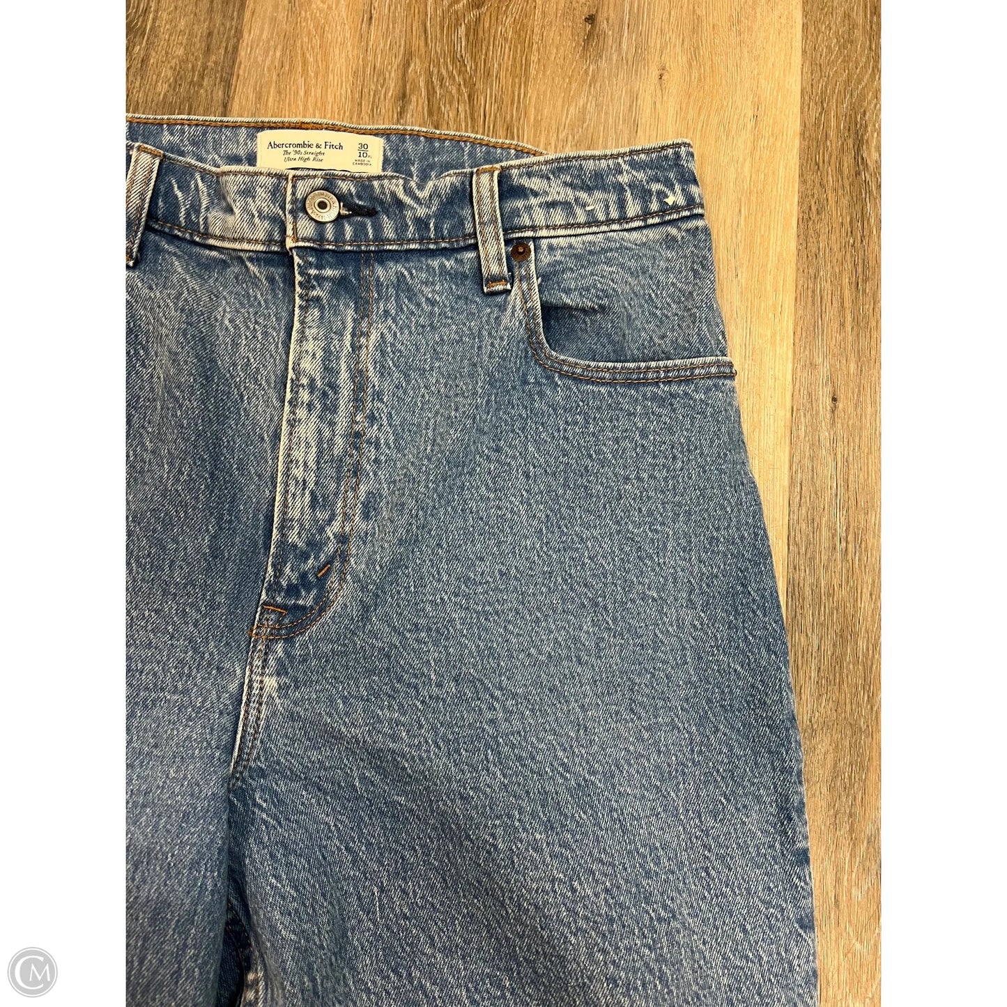 Jeans Straight By Abercrombie And Fitch In Blue Denim, Size: 10l