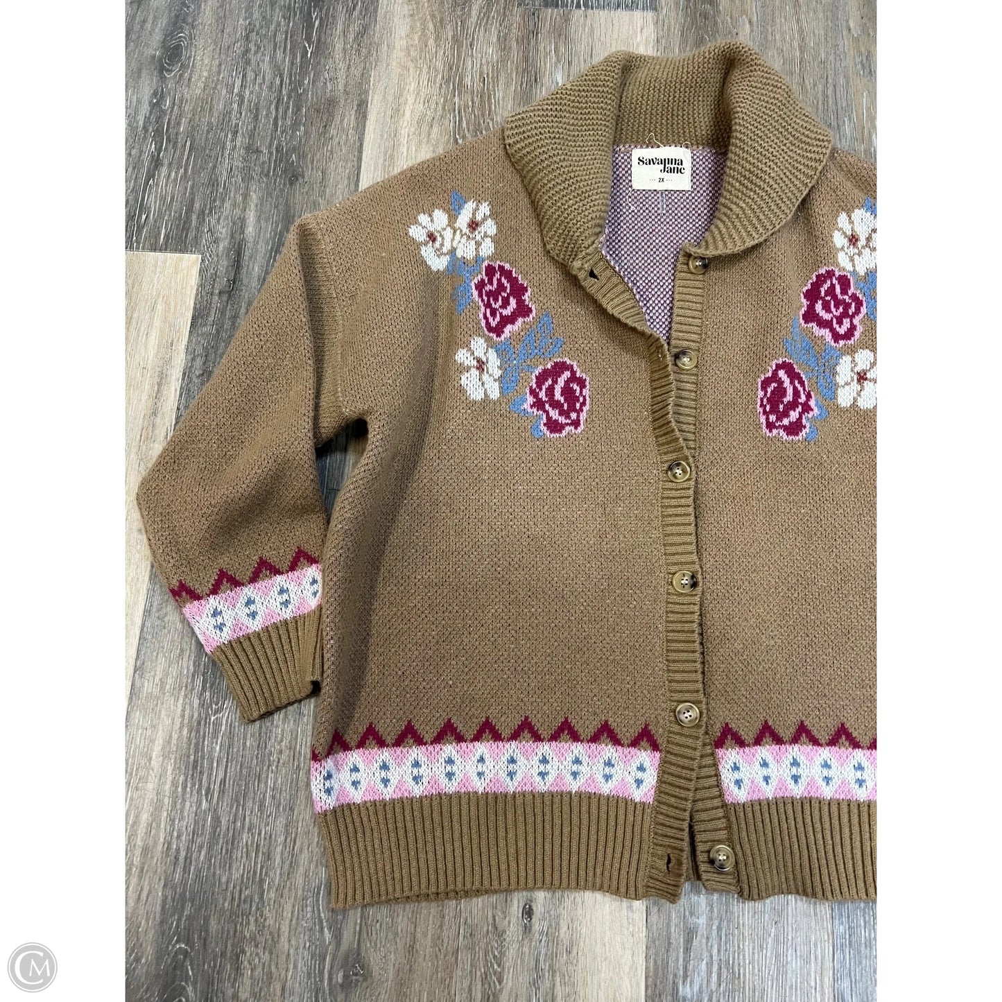 Sweater Cardigan By Savanna Jane In Tan, Size: 2x