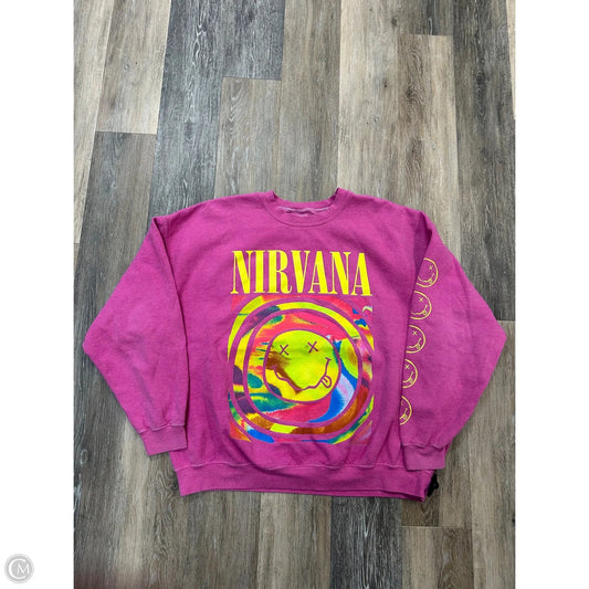 Sweatshirt Crewneck By Nirvana In Pink, Size: M