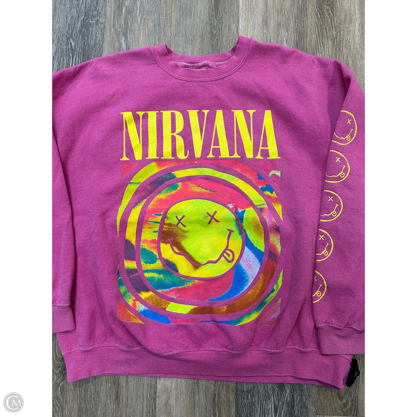 Sweatshirt Crewneck By Nirvana In Pink, Size: M